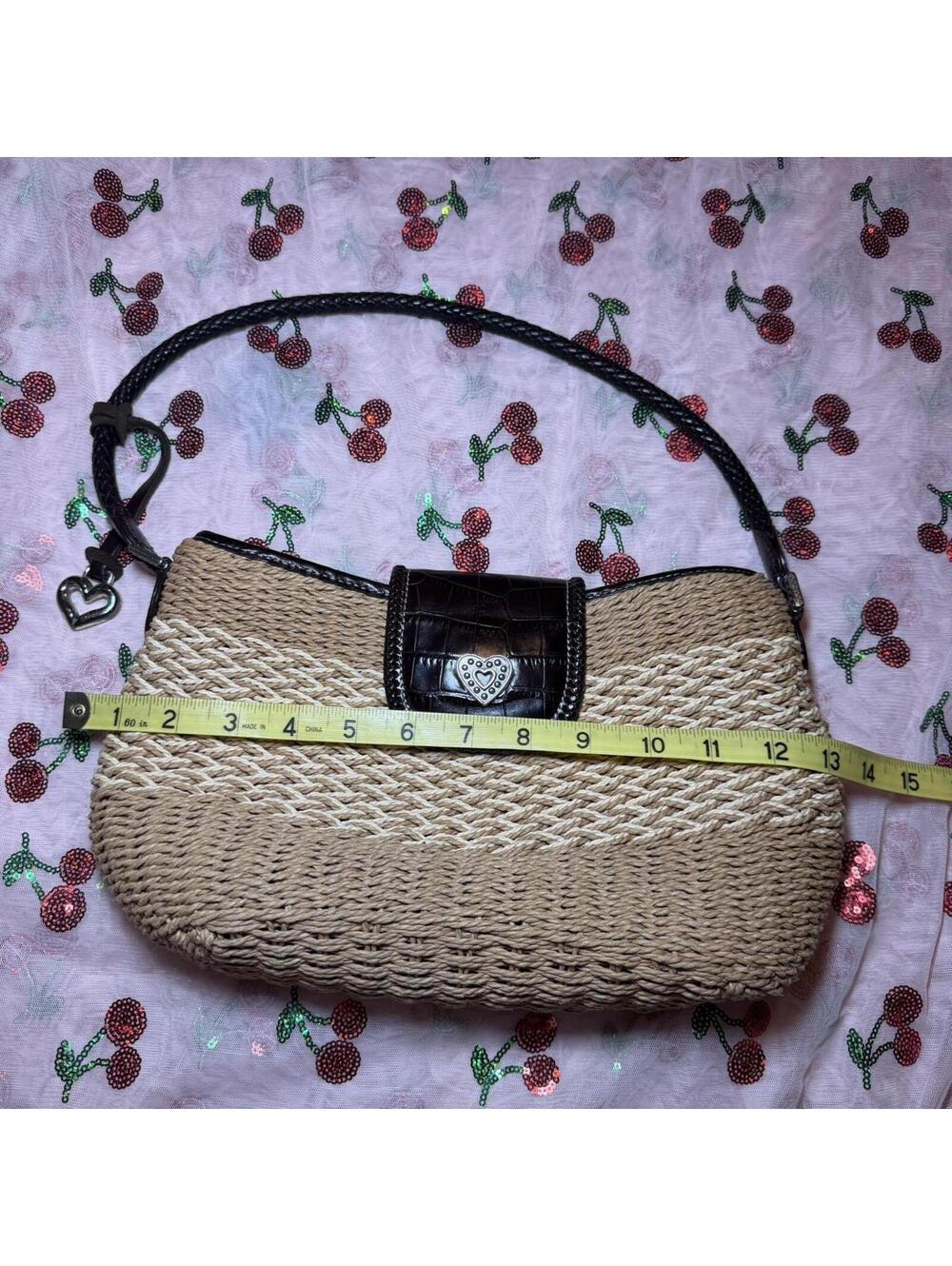 Brighton Brown leather and wicker purse with heart charm #coquette #cottagecore - Picture 6 of 7